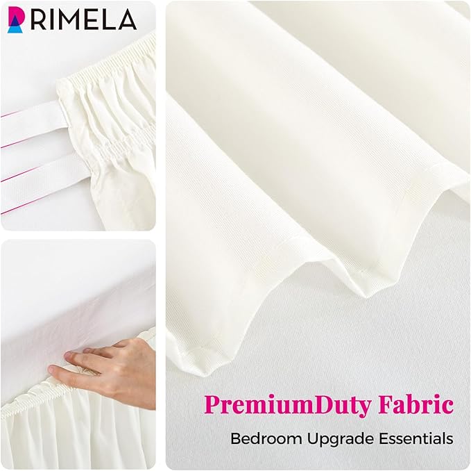 RIMELA White Bed Skirt Queen Size 12 Inch Drop, Wrap Around Elastic Adjustable - Image 8