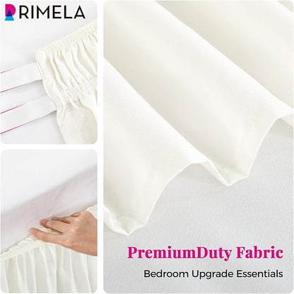 RIMELA White Bed Skirt Queen Size 12 Inch Drop, Wrap Around Elastic Adjustable - Image 8
