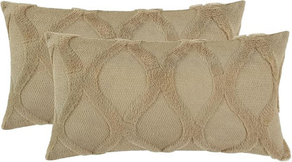 decorUhome Throw Pillow Covers 12x20 Inch Set of 2, Soft Plush Faux Fur Wool - Image 7