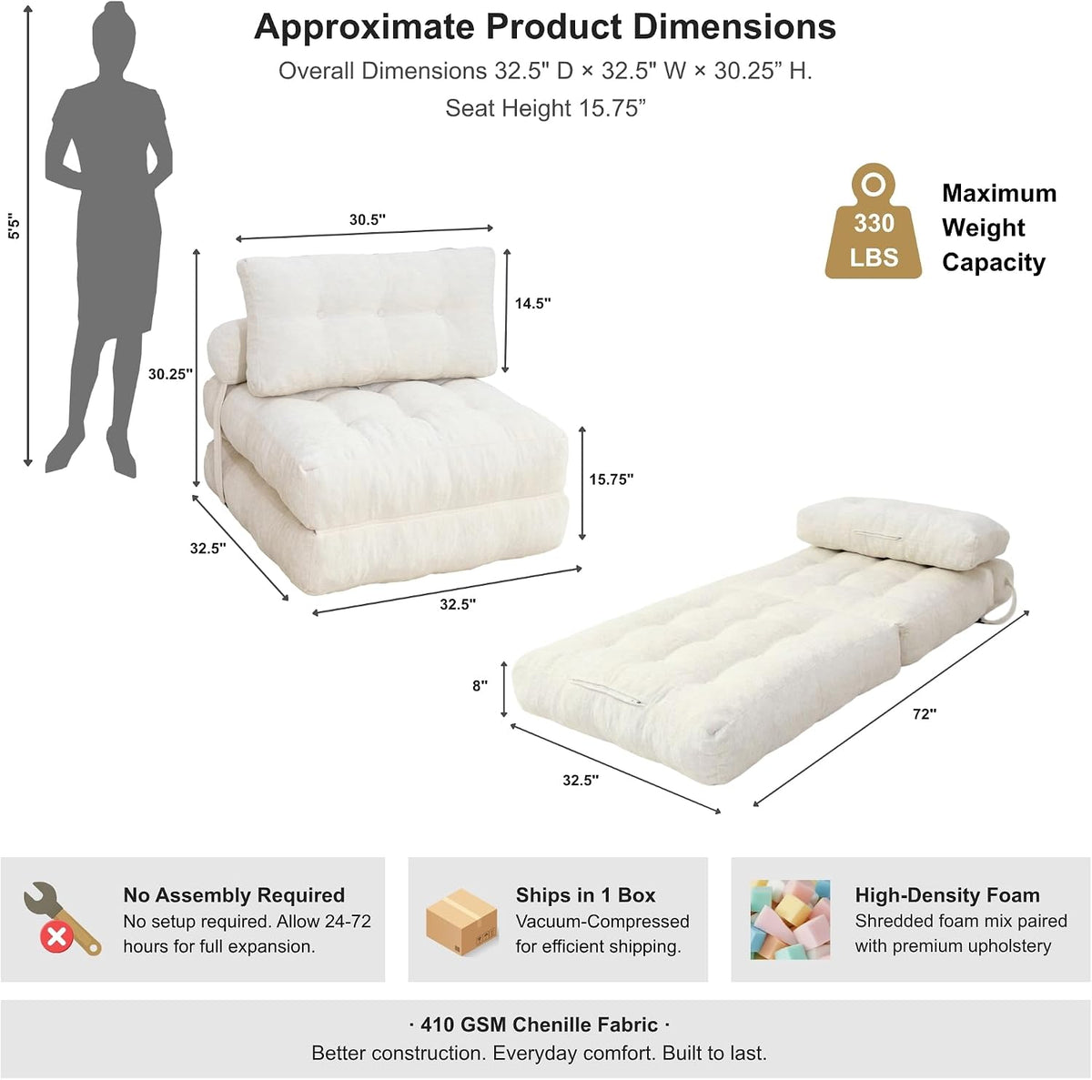 · redearth · boneless folding sofa bed floor, close-up detail