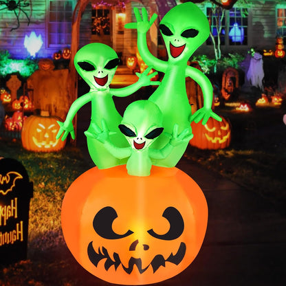 CAMULAND 6FT Halloween Inflatable Pumpkin Alien Decorations Outdoor