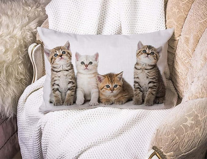 Solekla Colourful Creative Cared Cats Cotton Linen Decorative Throw Pillow Case - Image 2