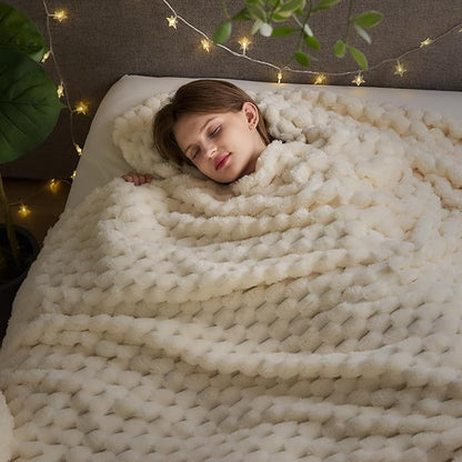 NEWCOSPLAY Super Soft King Blanket Ivory Premium Silky Flannel Fleece 3D Clouds by NEWCOSPLAY