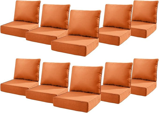 6" Thick Outdoor Cushions 22x24x6, 10-Set Deep Seat Patio Cushions by Pugire