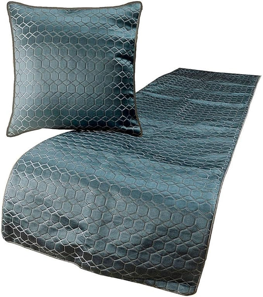 The HomeCentric King Queen Twin Blue Handmade Twin 53"x18" Bed Runner by TheHomeCentric