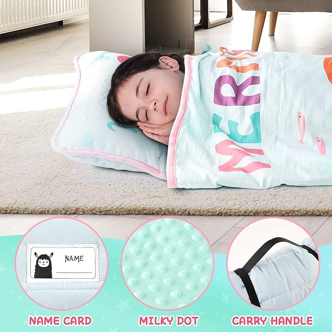 TANOSHII® Toddler Nap Mat with Pillow and Blanket, Portable Kids Sleeping Mats - Image 4
