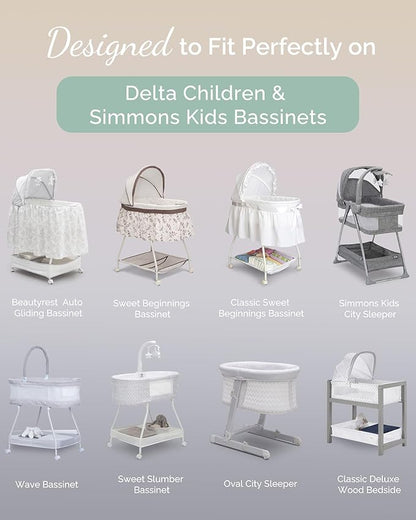 Bassinet Fitted Sheets for Delta Children and Simmons Kids, Fits 16 x 32 Inch - Image 2