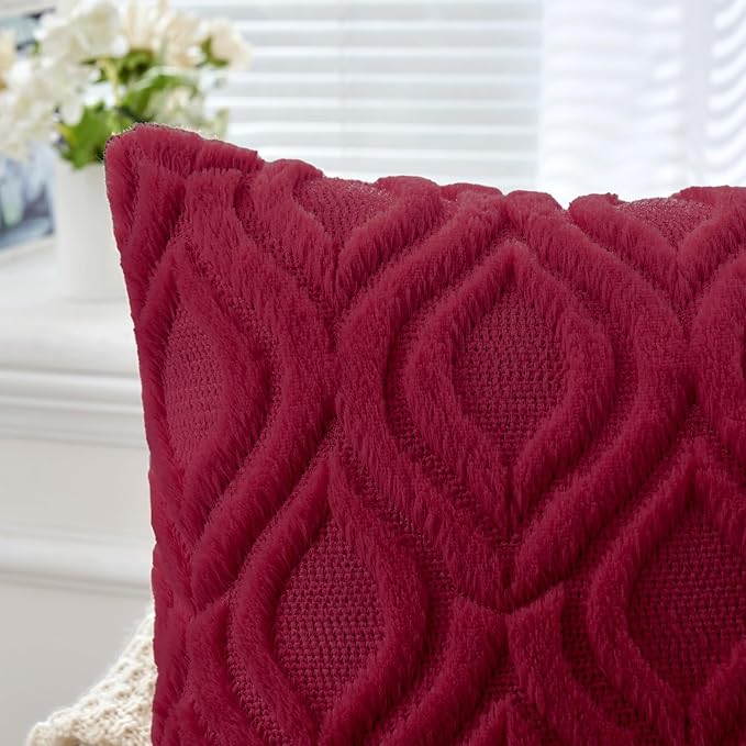MIULEE Christmas Wine Red Throw Pillow Covers 16x16 Inch, Soft Winter Plush - Image 2