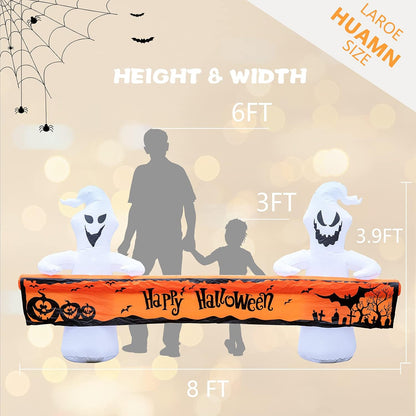 MUMTOP Halloween Outdoor Inflatable Ghost Yard Decor with Happy Halloween