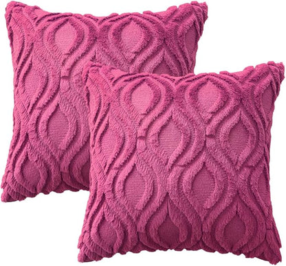 MIULEE Hot Pink Throw Pillow Covers 18x18 Inch, Soft Winter Plush Faux Wool - Image 6