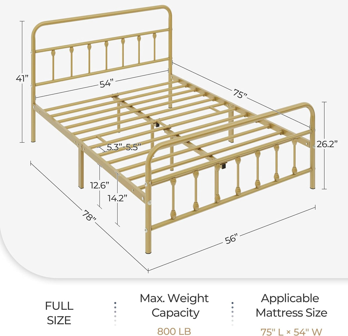 topeakmart full metal bed frame, victorian style headboard shown in use
