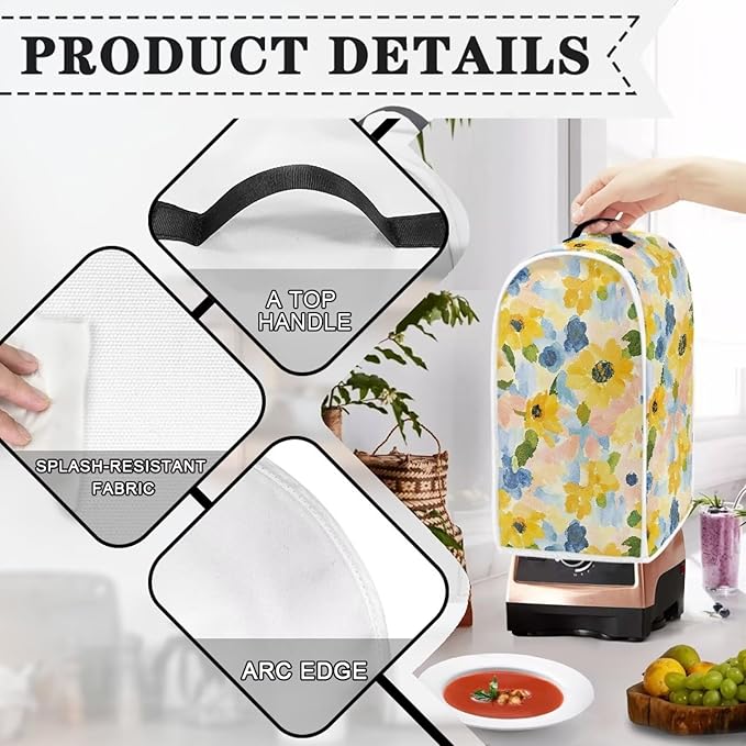 Yellow Floral Kitchen Blender Cover Universal Fits Kitchen Cover - Image 3
