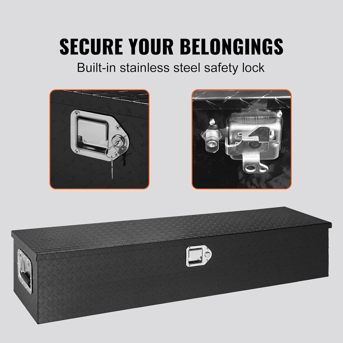 vevor heavy duty aluminum truck bed tool box, side view