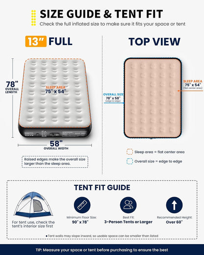 ohgeni 13" raised air mattress full with built on a desk or shelf