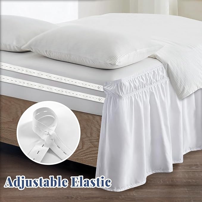 Full Bed Skirt, Elastic Wrap Around Bed Skirt Full Size, Bed Skirts - Image 4