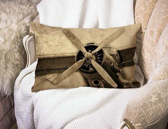 Airplane Lumbar Throw Pillow Cover 12x20 Inch Decorative Bedroom Living Room - Image 3