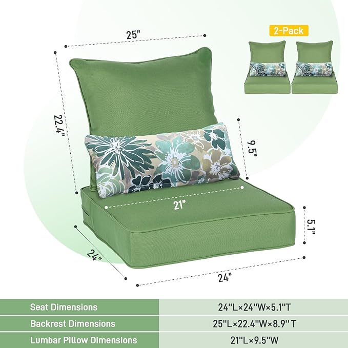 Aoodor Outdoor Chair Cushion, 24 x 24 Inch Water-Resistant, Fade-Resistant - Image 3