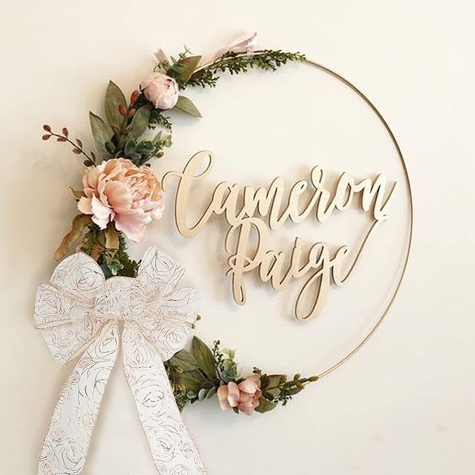 MEEDEE Floral 2.5 Inch Rose Gold Rose Wired Ribbon Wedding Bouquet Ribbons Rose - Image 7