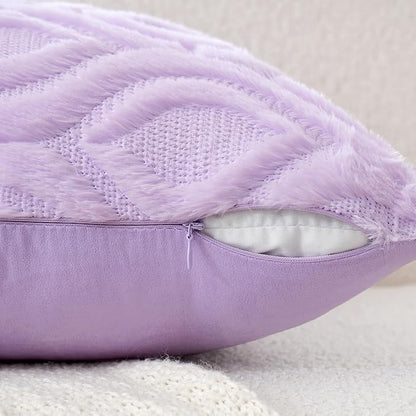 MIULEE Light Purple Throw Pillow Covers 12x20 Inch, Soft Winter Plush Faux Wool - Image 4