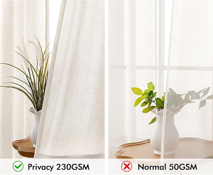 MIULEE Non-See-Through Privacy Linen Curtains 2 Panels, Light Filtering Window - Image 3