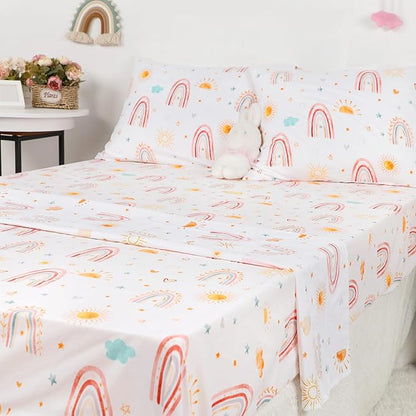 Twin Size Toddler Bedding Set for Girls- 5 Piece Rainbow Toddler Girl Bedding - Image 4