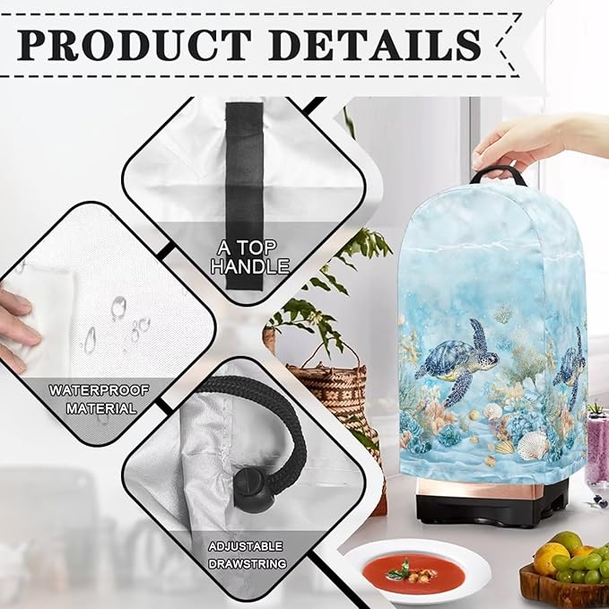Undersea Turtle Coral Blender Dust Cover Kitchen Small Appliance Decor Anti - Image 5