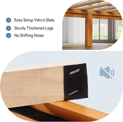 olixis full size bed frame, platform bed frame on a desk or shelf