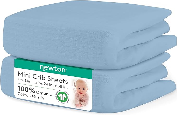 Newton Baby Fitted Mini Crib Sheets | Organic Muslin Cotton, Breathable & Soft by newton