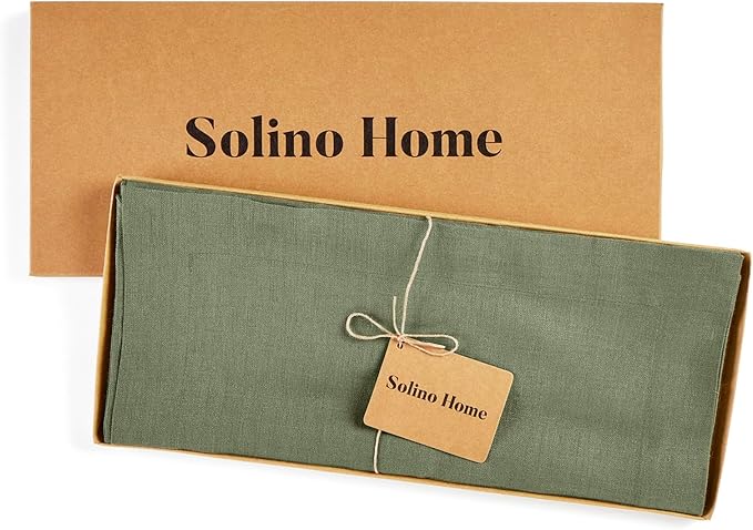 Solino Home Linen Oil Green Table Runner 108 Inches Long - Image 5