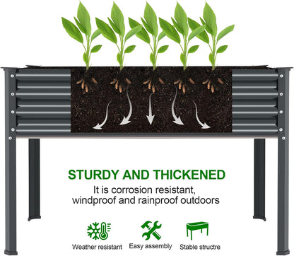 land guard galvanized raised garden bed with legs, side view