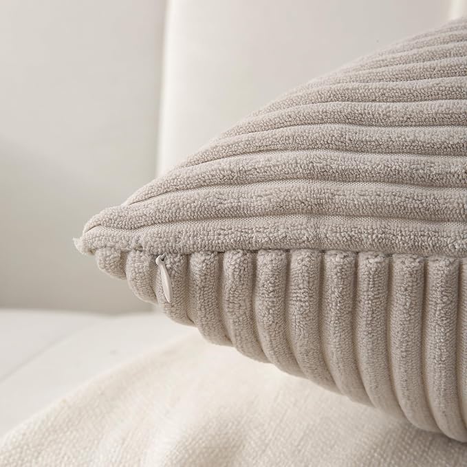Taupe Throw Pillow Covers 20x20 inch, Farmhouse Home Decor, Boho Decorative - Image 4