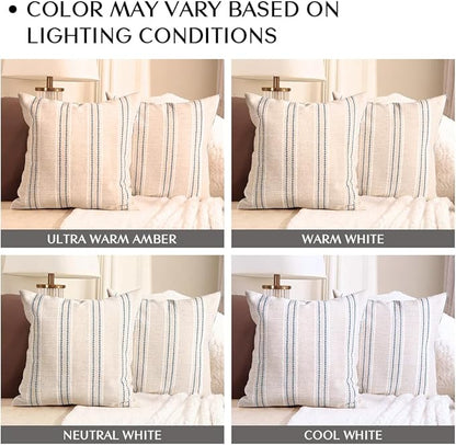 AELS 16x16 Decorative Farmhouse Linen Throw Pillow Covers, Boho Textured Pillow - Image 4