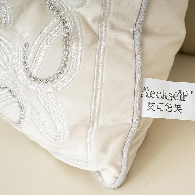 Aeckself European Floral Pillow Cover 20x20 Inch, Luxury Velvet Embroidered - Image 5