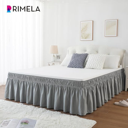 RIMELA Gray King Size Bed Skirt 15 Inch Drop, Elastic Bed Skirting Cal King - Image 7