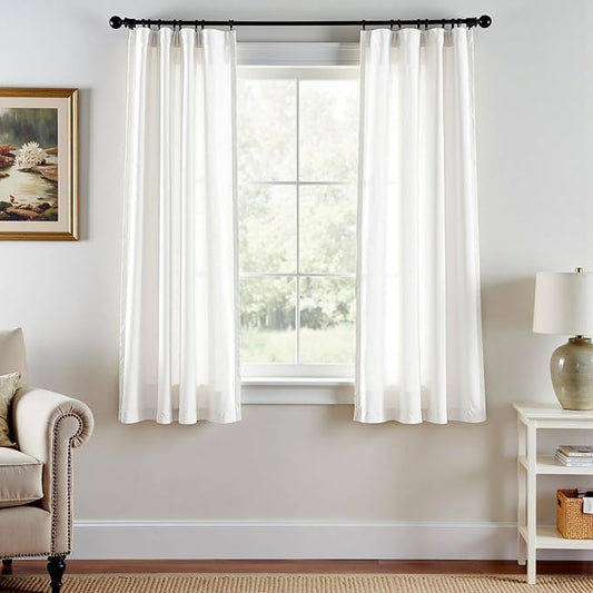 jinchan Off White Linen Blend Closet Curtains 63 inch Length 2 Panels by JINCHAN