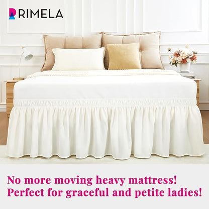 RIMELA Warm White Bed Skirt Queen 25 Inch Drop, Elastic Bed Skirts Queen Size - Image 3