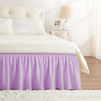 RIMELA Bed Skirting Queen Size Lilac Purple Bed Skirt 18 Inch Drop, Wrap Around by RIMELABedSkirt