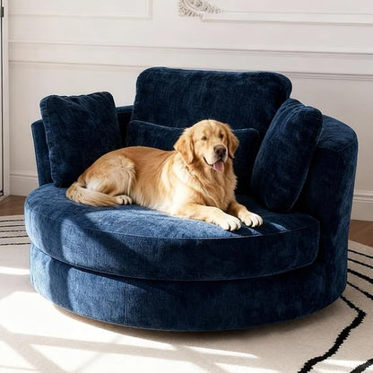 Aoiy & Wifon 50.2'' W Oversized Swivel Barrel Chair, Round Oversized Arm Chair by AoiyWifon