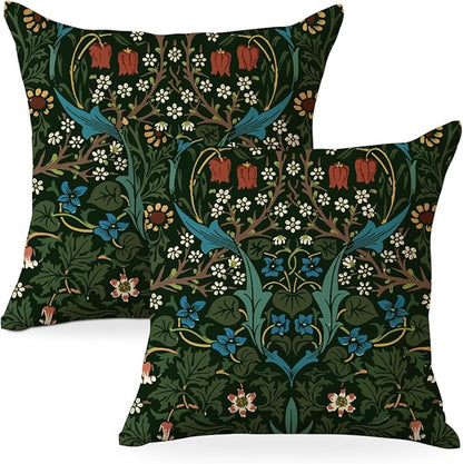 Vintage Flowers Throw Pillow Covers, Pillow Covers 18x18, Retro Botanical by Decohim