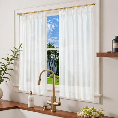 jinchan Pinch Pleated Linen Blend Curtains 54 Inch 2 Panels Light Filtering - Image 2