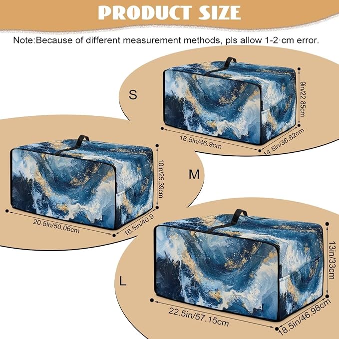 Blue Golden Marble Texture Print Microwave Oven Cover Dust-Proof - Image 7