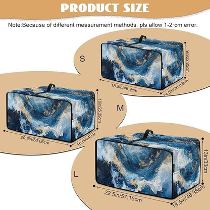 Blue Golden Marble Texture Print Microwave Oven Cover Dust-Proof - Image 7