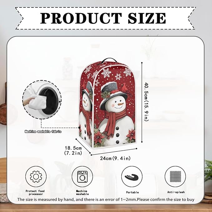 Talayituse Cardinal Snowman Print Blender Dust Cover, Fingerprint Protection - Image 3