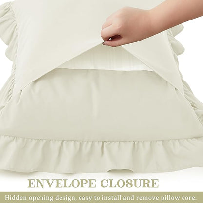 KKJIAF Ruffle Pillow Cases Queen Size Set of 2, Ruffled Pillow Covers - Image 5