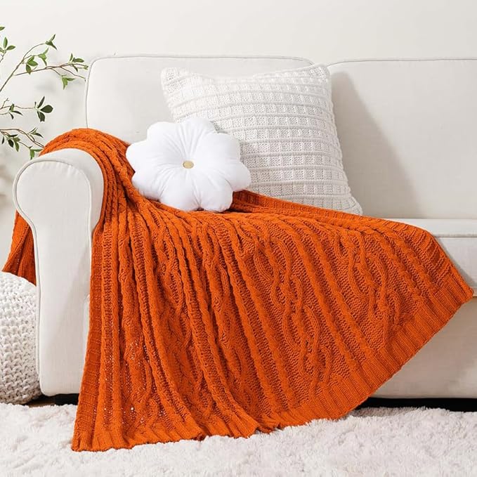 Battilo Burnt Orange Throw Blanket - Image 2