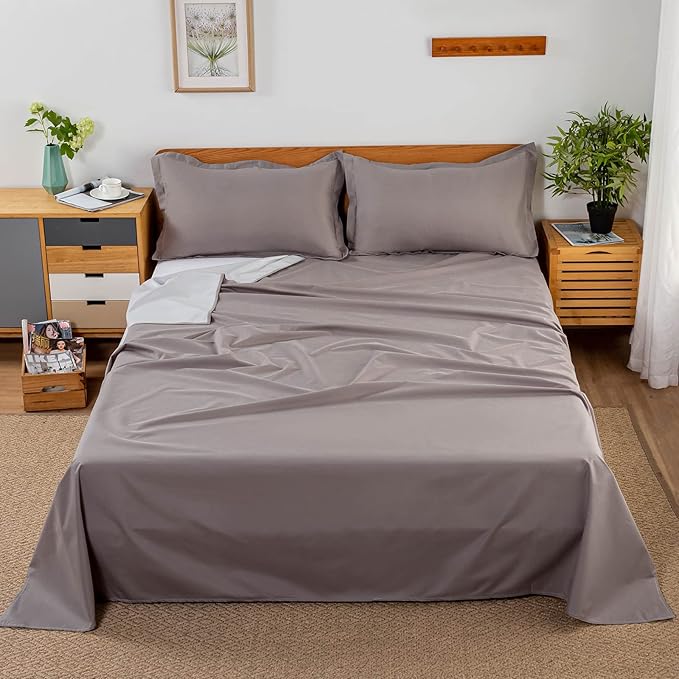 WenBags Waterproof Bed Sheet Flat Sheets Lightweight, 70*90 Inches Queen Size by WenBags