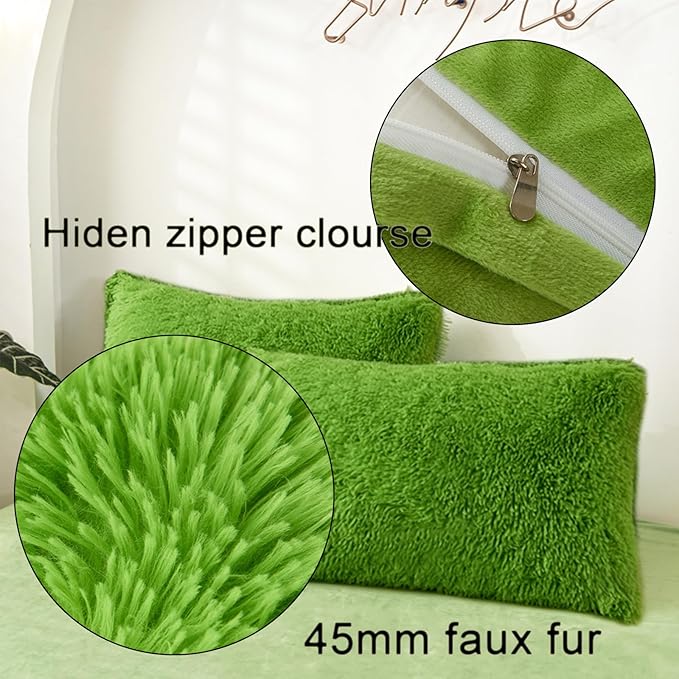 MorroMorn Decorative Pillows Covers, 2 Packs Faux Fur Pillow Cases, Luxury - Image 4