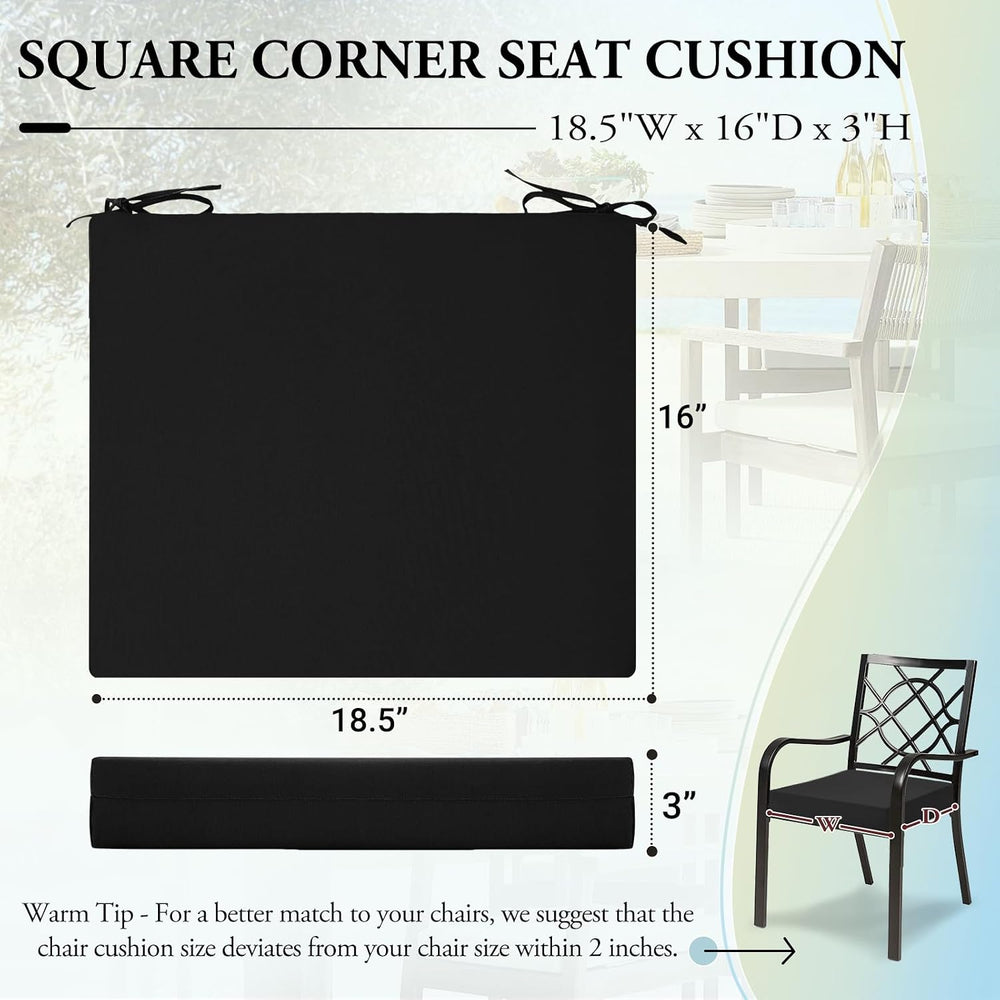 Wellsin Outdoor Chair Cushions for Patio Furniture, 3-Year Color Fastness Pat...