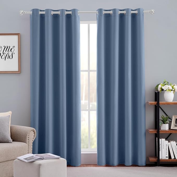 HOMEIDEAS Stone Blue Blackout Curtains 52 X 84 inches Long 2 Panels Room by HOMEIDEAS
