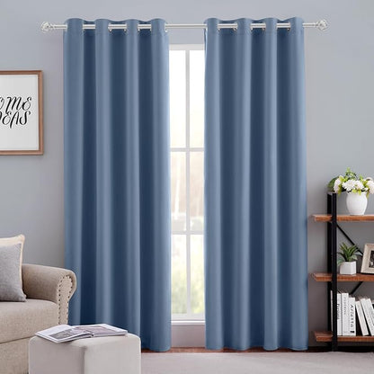 HOMEIDEAS Stone Blue Blackout Curtains 52 X 84 inches Long 2 Panels Room by HOMEIDEAS